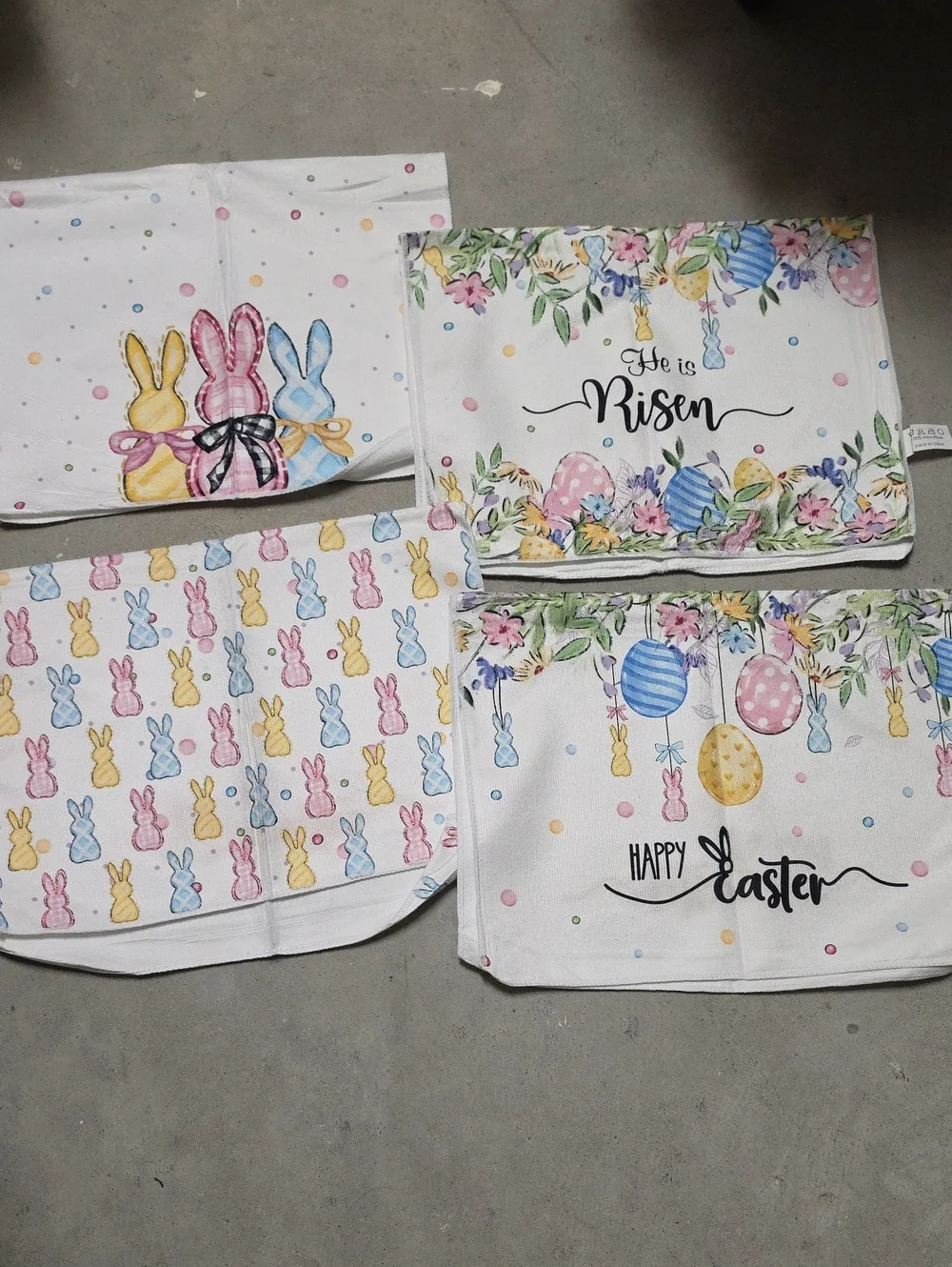Nwr 4 Easter Bunny Kitchen Towels - White Pastel Holiday Set